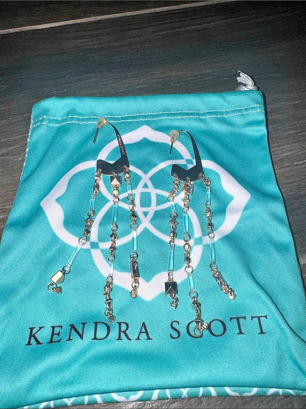 Kendra Scott Long Geometric Drop Earrings in rose gold